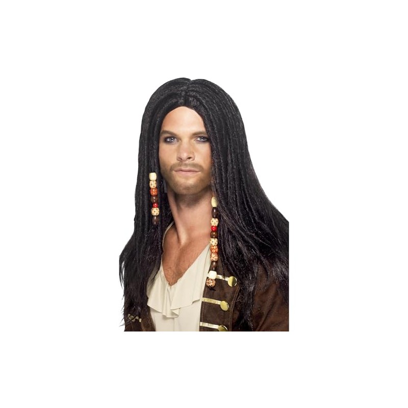 Smiffy's Pirate Wig with Beads - Black