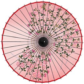 山本竹細工屋 （YAMAMOTOTAKIZAYIKUYA) Japanese Umbrella Silk Umbrella Sakurae Sequel Pattern Dance Umbrella… (Red)