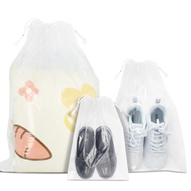 Belinlen Vinyl Cloths, Waterproof Bags, Transparent, 18 Pieces; S: 9.8 x 13.8 inches (25 x 35 cm), M: 11.8 x 17.7 inches (30 x 45 cm), 6 each; 17.7 x 23.6 inches (45 x 60 cm); Waterproof, Drawstring