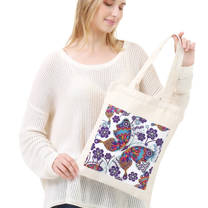 DIY Diamond Painting Shopping Bag Rhinestones Painting Tote Bag with