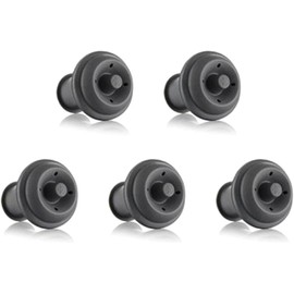 5Pcs Black Wine and Beverage Bottle Stoppers Silicone Sealed Wine Saver Pump Reusable Wine Corks Plug For Gift Bar Saver Stoppers With Strong Suction,Bar and Wine Tools