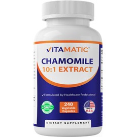 Vitamatic Chamomile 250 mg 10:1 Extract - 240 Veg Capsules - Non-GMO & Gluten Free