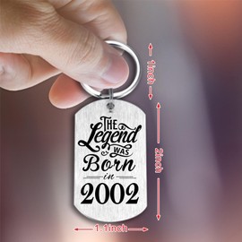 Yobent 23rd Birthday Gifts for Him Men 2002, Happy 23rd Birthday Keychain, 23 Year Old Birthday Gifts for Her Women, The Legend was Born in 2002