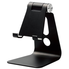 Elecom Smartphone Stand, Aluminum Stand, Cable Insert, Black