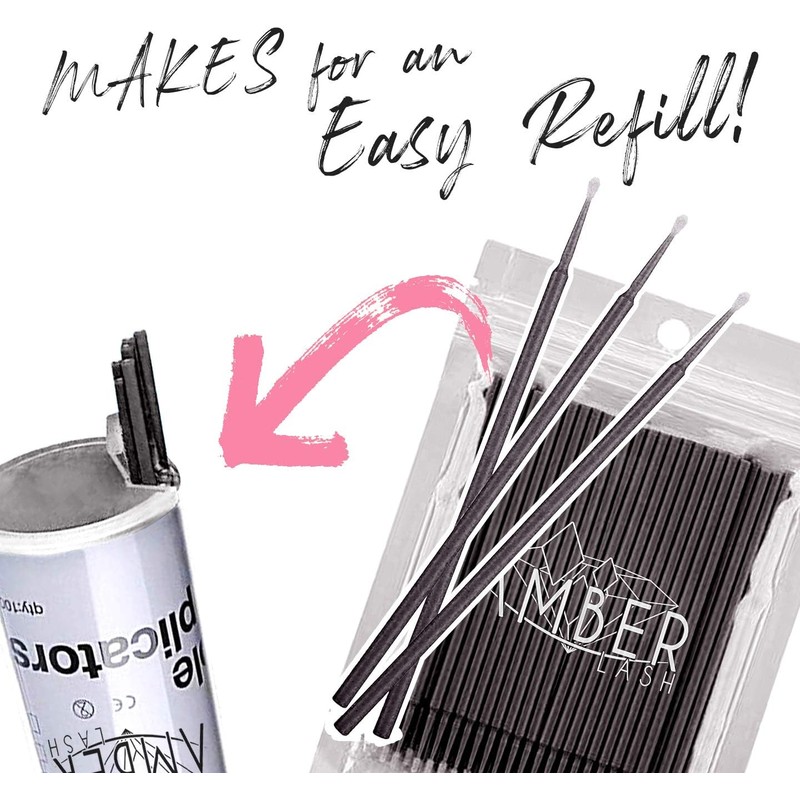 Amber Lash Micro Q-tip Aplicadores de pincel para extensión de