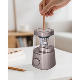 Aniborsa Electric Pencil Sharpener, Helical Blade Automatic Pencil Sharpener, Battery/USB Cord Operated Adjustable Sharpness for 6-8 mm Pencil, Classroom, School, Office, Home, Gray