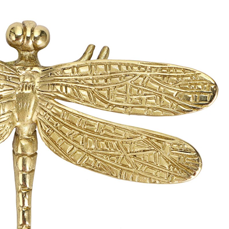 JUXYES Pack of 2 Brass Dragonfly Cabinet Knobs, Golden Tone