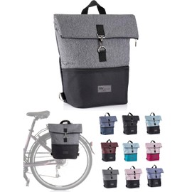 BambiniWelt by Rafael K. Bicycle Bag for Pannier Rack [Pannier Rack Bag] with Backpack Bicycle Bag Universal for Sports and Leisure (Black/Dark Grey)