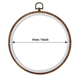 3 Pieces 6 inch Round Embroidery Hoops, Imitated Wood Plastic Display Frame for Cross Stitch Embroidery Round Hoops Arts Decoration