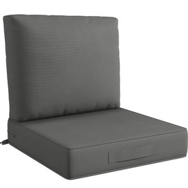Codi 24x24 Outdoor Seat Cushions, Deep Seats Replacement Chair Cushion for Outside Couch, Sofa, Chairs, Waterproof for Patio Furniture, Grey