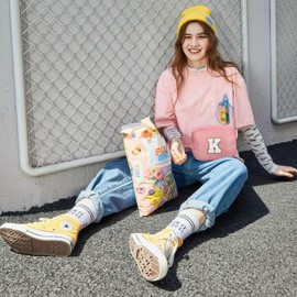 YOOLIFE Initial Belt Bag for Women - Crossbody Bags for Women Fanny Pack Cross body Bag for Women Pink Letter Everywhere Belt Bag Monogrammed Crossbody Bag R