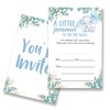 EUDOSI Boy Elephant Baby Shower Invitations Supplies Fill-In Set of