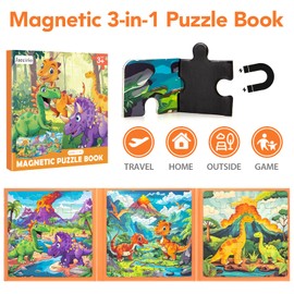 Magnetic Puzzles for Toddlers 3-5, Dinosaur Puzzles for Kids 4-6, Travel Puzzles for Kids Ages 5-8 Toys Games Gifts for Boys Girls Ages 3 4 5 6 in Car Airplane Kids Puzzles for Road Trip