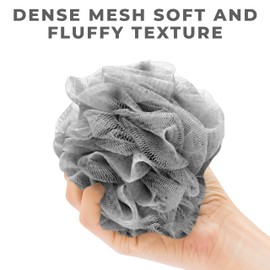 Loofah Sponge Bath Shower, Exfoliating Body Scrubber for Women and Men, Bath Accessories Cleaning Tool (Grey, 50g)