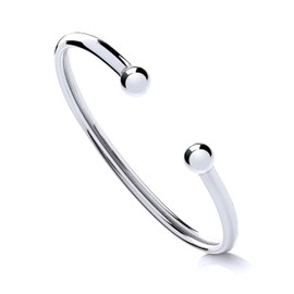 925 Sterling Silver Torque Ball Opening Bangle - Maiden's/Boys or Girls/Small Ladies