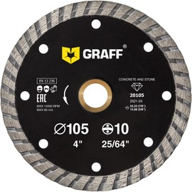 GRAFF 4 Inch Diamond Blade for Angle Grinder - Diamond Cutting Wheel for Cutting Stone, Marble, Granite, Brick, Masonry, Paving Flag, Concrete - Turbo Diamond Saw Blades - 105 mm