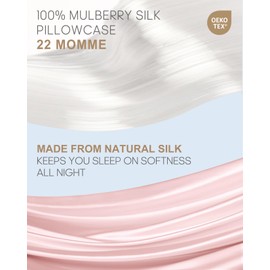 THXSILK Hypoallergenic Zipper Pillow Case, Highest Grade 6A+ 100% Pure Mulberry Real Silk Pillowcase, 22 Momme Both Sides for Hair and Skin, Acne Free, 1PC (Light Pink, Queen Size 20"x30")