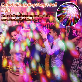 MIKWOAB 2 Pack Colorful Magic Rotating Ball Light, LED Plug in Disco Ball Light, RGB Disco Light Bulb, Party Lights Dj Disco Lights with Sockets for Home Room Dance Parties Bar Karaoke