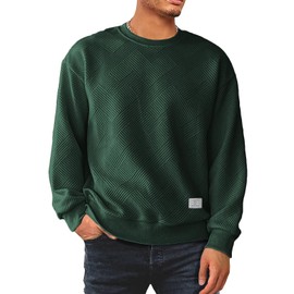 JMIERR Sweatshirt Men's Crew Neck Long Sleeve 2025 Winter Pullover for Men Sweatshirts Loose Fit S-3XL, Green, XL