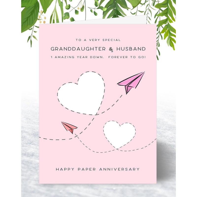 Granddaughter & Husband 1st Anniversary Card - Paper Wedding Anniversary