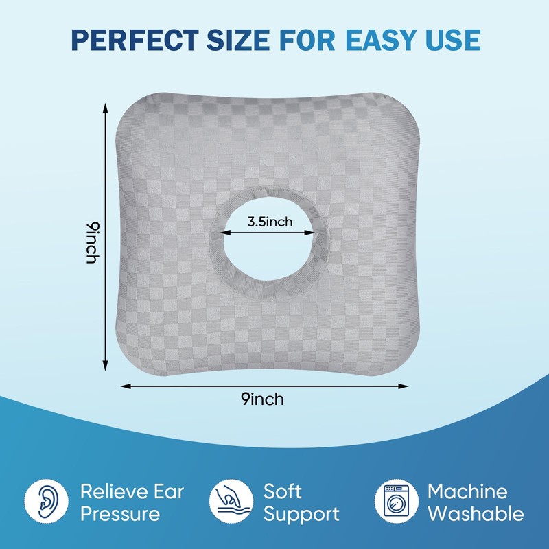 Ear Piercing Pillow with Comfort Hole for Side Sleepers(Light Gray)