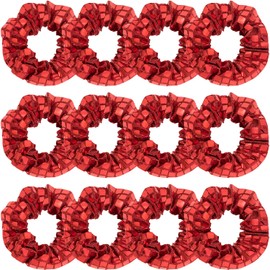 12 Pack Disco Sequin Scrunchies Sparkly Cheer Scrunchies Cheer Pack Gifts Cheer Hair Accessories for Women Cheer Teams Birthday Party (Red)