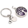 JSDDE Natural Amethyst Crystal Keyring Silver Life Tree Healing Crystals