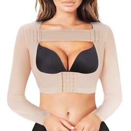 LANCS Women Upper Arm Body Shapewear Surgical Compression Sleeves Slimmer Shape Tops Posture Corrector Vest Shaper (Beige, XX-Large)