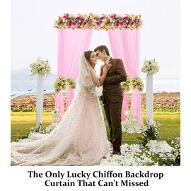 DUOBAO Pink Chiffon Backdrop Curtain-2 Panels 29x120-Inch Wedding Chiffon Backdrop Drapes Beach Curtains For Living Room Voile Window Curtain Photography Backdrop for Wedding Ceremony (29''x120''x2pc)