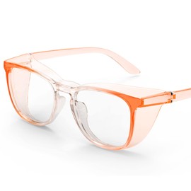 TOREGE Safety Glasses For Women, Stylish Goggles With Anti-Fog And Anti-Blue Light Lens, Clear Lab Goggles Eye Protection For Nurse(Transparent Gradient Red Orange)