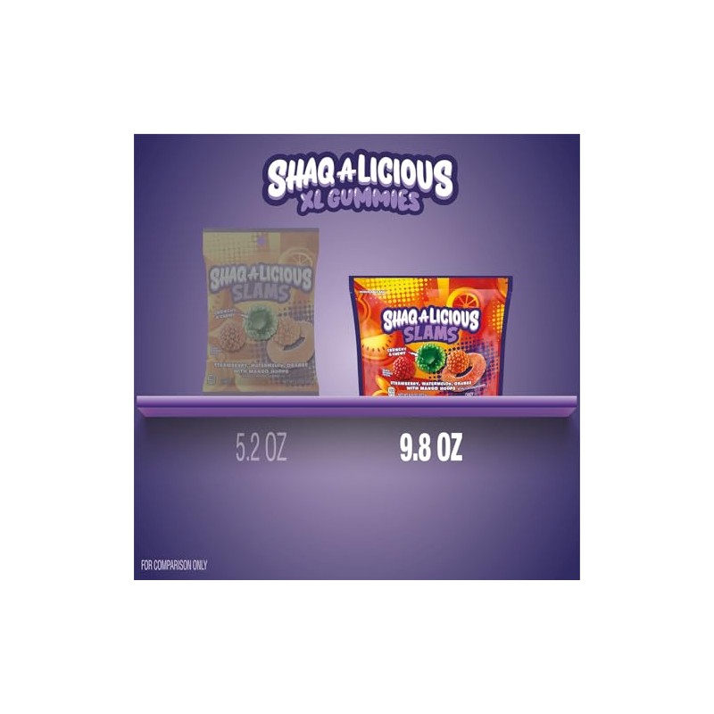 SHAQ-A-LICIOUS SLAMS Assorted Fruit Flavored Chewy, Candy Bag, 9.8 oz