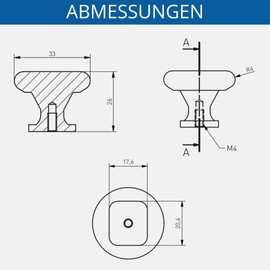 GTV - Lorena Knob Diameter 3.3 cm I Furniture Knobs with Screws I Cabinet Knobs Kitchen Knobs Door Knob Drawer Knob Handle Furniture Handles I Brushed Gold