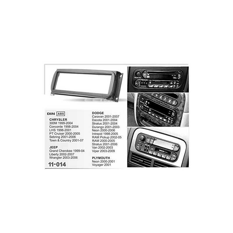 Sound Way 1 DIN Radio Frame Faceplate for Chrysler, Jeep,