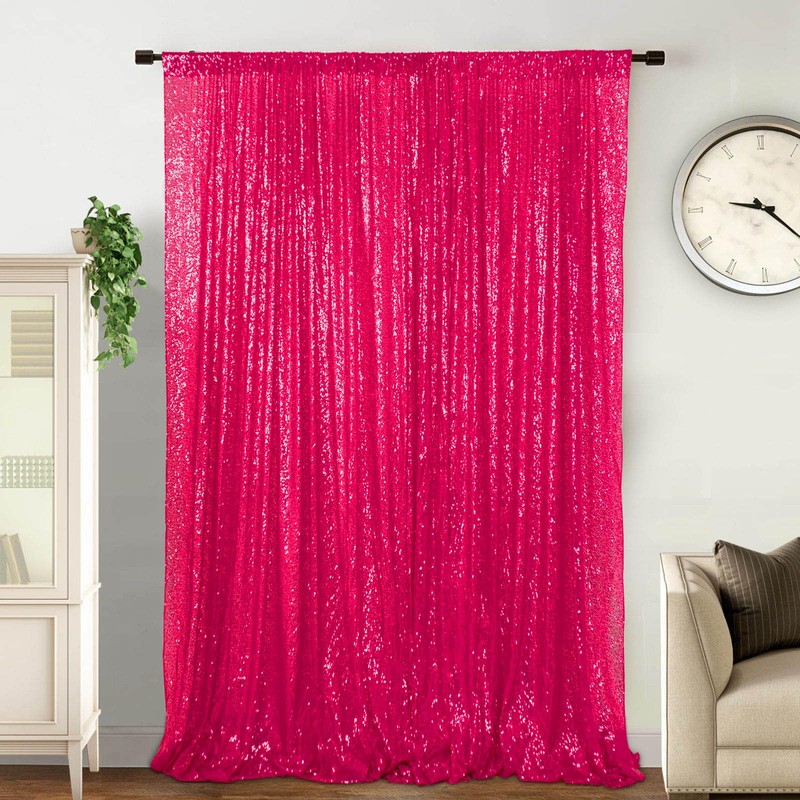 ShinyBeauty Sequin Backdrop 125x215cm Fuchsia Backdrop Decoration 1 Panel Hot