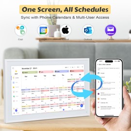 COMIX 15.6" Smart Digital Wall Calendar, NO Subscription, Wall Touch Screen Calendar, Desk Family Organizer Chore Chart & Tasks, Meal Planner, Auto-Rotate Photo Frame, Wall Mount for Home Office