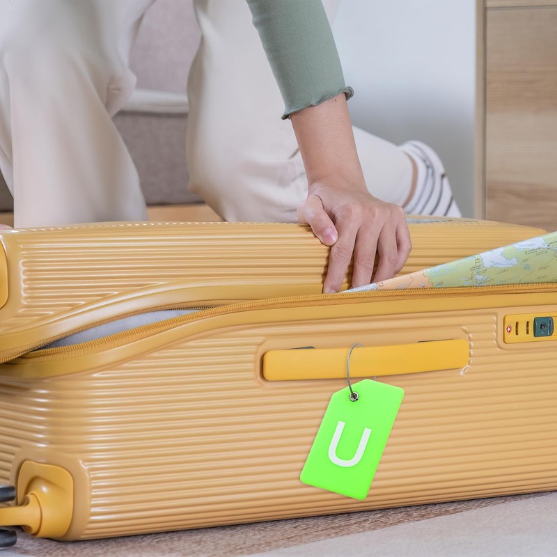 PATIKIL Initial Luggage Tags, 2 Pcs Silicone Suitcase Tag Identifier