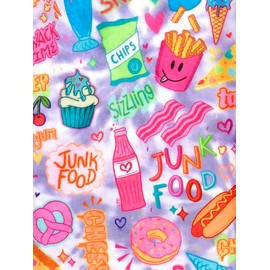 iscream + Corey Paige Designs Big Girls' Silky Soft Plush Spa Wrap - Junk Food, Medium/Large (10-14)