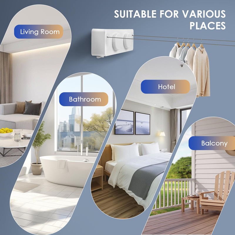 Contraxump Scalable Clothesline Extendable with High Load Capacity, Extendable Washing