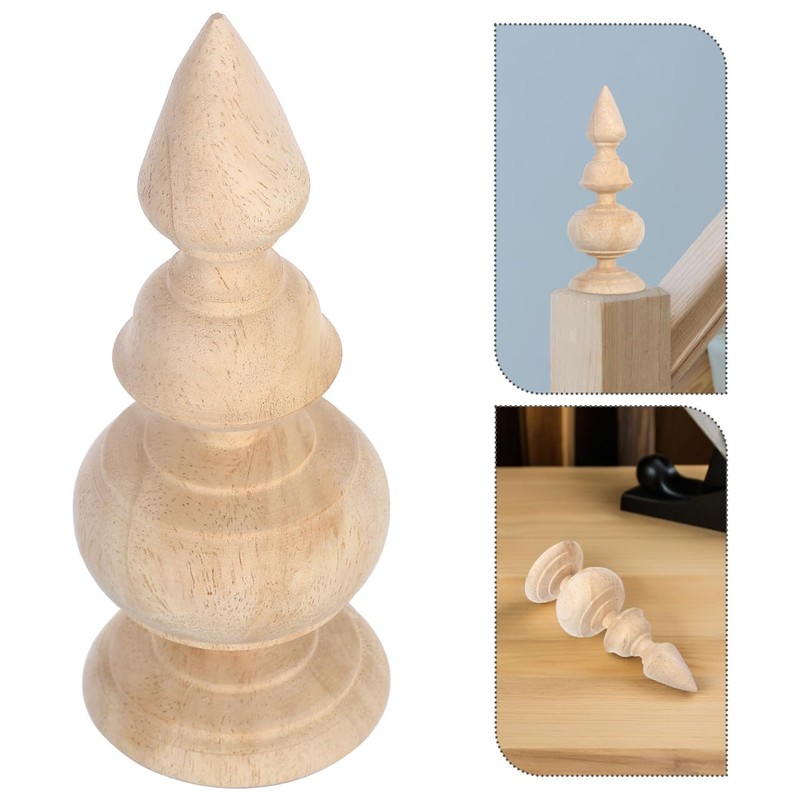 Toddmomy Wood Post Finial Topper 5.90X2.28In Unfinished Carved Stair Pillar