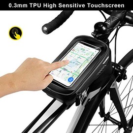 Bolsa Bicicleta Cuadro, Bolsas de Bicicleta, Bolsa Impermeable para Bicicleta, Bolsa Táctil de Tubo Superior Delantero con Orificio para Auriculares para Teléfono Inteligente por Debajo de 6 - 6,5 Pulgadas