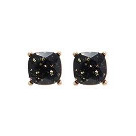 Epoxy Glitter Earrings - Cushion Cut Solid, Square Lever, Round, Semi Precious Epoxy, For Women, Sparkly Glitter (Gold Black, Base Metal)