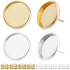 Beebeecraft 1 Box 60Pcs Cabochon Stud Earring Blanks 18K Gold