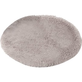 Kelendle 16 Inch Plush Dog Bed Mat Warm Fluffy Round Puppy Crate Pad with Anti-Slip Waterproof Bottom Soft Comfy Pet Kennel Mat for Small and Medium Dogs Sleeping(Light Coffee)