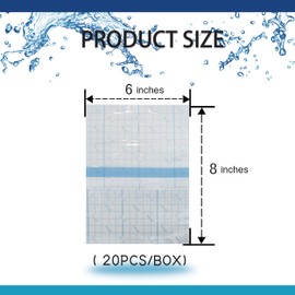 6"x8"-20 Individual Packages Sterile Waterproof Transparent Film Dressings for Wound Care Cover - Medical Grade - Clear Adhesive Skin Bandages for Shower Protector, Tattoo Aftercare (6"X8"-20PCS)
