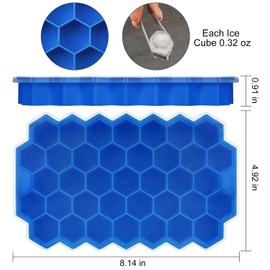 Ice Cube Trays for Freezer with Lid-37 Grid Silicone for Small Ice Cube Molds,Easy-Release Reusable in Organizer Bins or Ice Bucket for Cocktail bar or Iced Coffee Cup