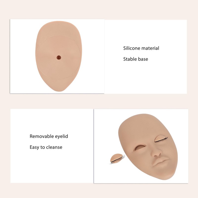 Eyelash Extension Mannequin Head with 6 Pair Replacement Eyelids Soft