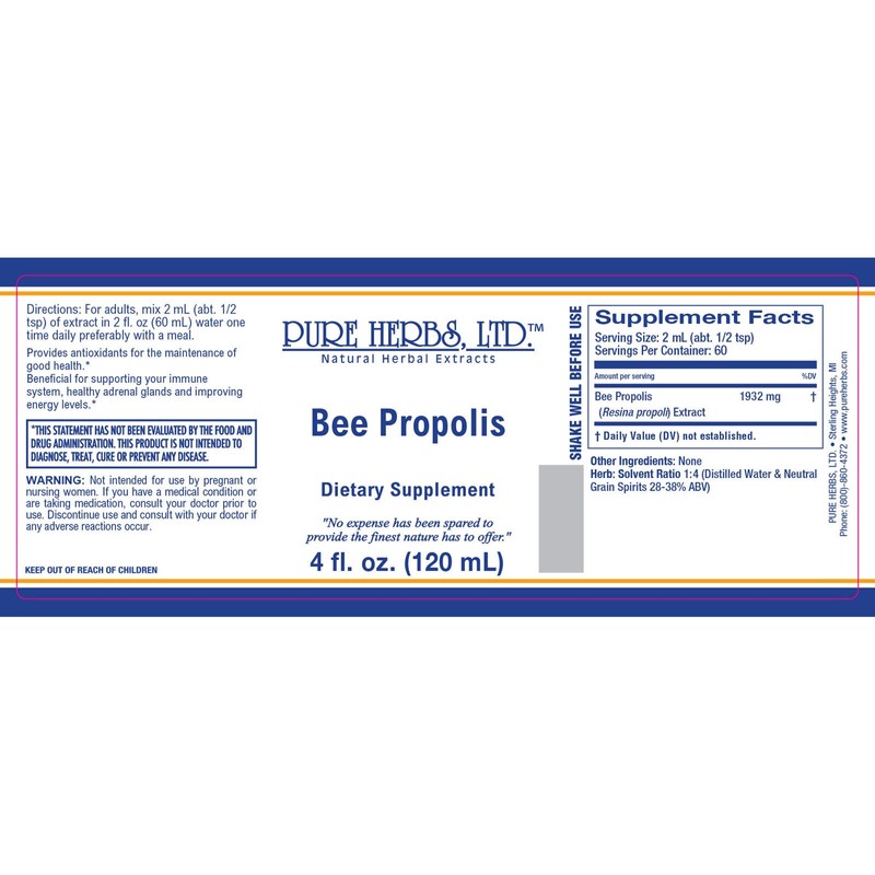 Pure Herbs: Bee Propolis- 4 oz.