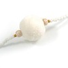Avalaya Long Snow White Glass Bead Pom Pom Tassel Necklace/