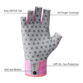 BASSDASH 3/4 Finger UPF 50+ Sun Gloves Breathable Anti-Slip Silicone Palm for Men Women Fishing Fingerless Cycling Running