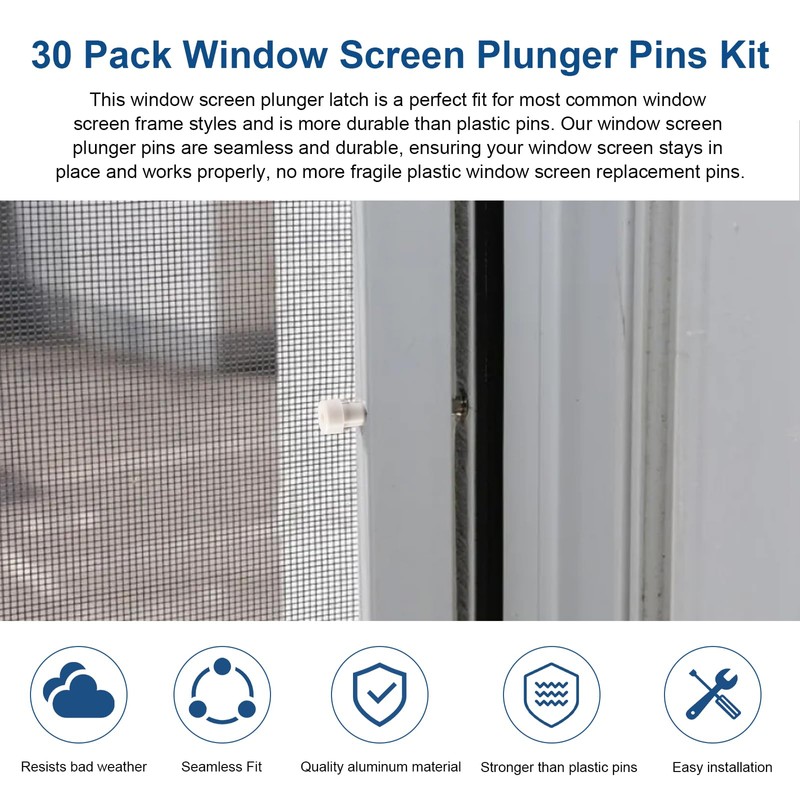 30 Pack Window Screen Plunger Latches 5/32" x 1-1/2"